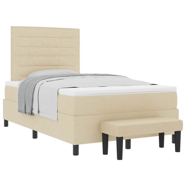 vidaXL Boxspringbett mit Matratze Creme 120 x 190 cm Stoff