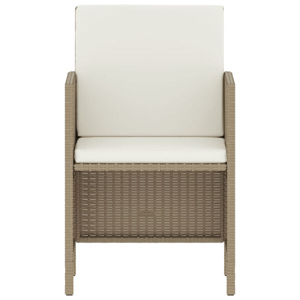 vidaXL 6-tlg. Garten-Essgruppe mit Kissen Beige Poly Rattan