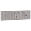 vidaXL Sideboards 3 Stk. Grau Sonoma Holzwerkstoff