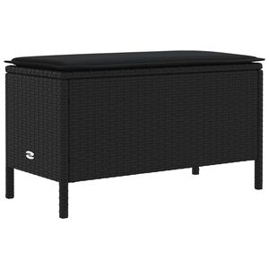 vidaXL Garten-Fu&szlig;hocker mit Kissen Schwarz 80 x 38 x 45 cm PE-Rattan