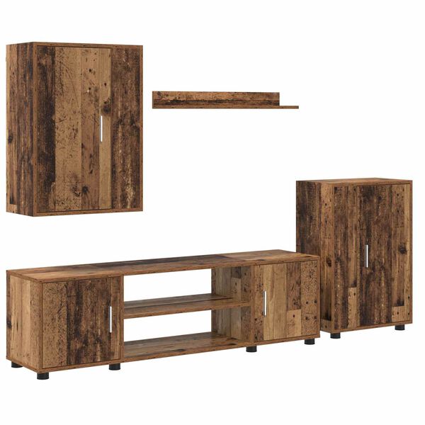 vidaXL TV-Schrankset Wandmontiert 4 pcs Altholz Holzwerkstoff