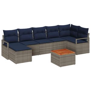 vidaXL Gartensofa-set 8 stk. Grau Poly-Rattan