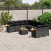 vidaXL 9-tlg. Garten-Sofagarnitur mit Kissen Schwarz Poly Rattan