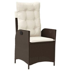 vidaXL Gartensessel Verstellbar mit Kissen Braun Poly Rattan