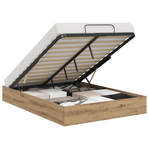 vidaXL Ottoman Bettgestell Artisan-Eiche 135 x 190 cm Holzwerkstoff