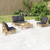 vidaXL 4-tlg. Garten-Lounge-Set mit Dunkelgrauen Kissen Bambus