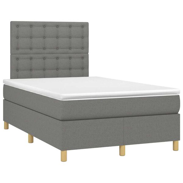 vidaXL Boxspringbett mit Matratze & LED Dunkelgrau 120x190 cm Stoff