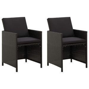vidaXL Gartenst&uuml;hle mit Kissen 2 Stk. Poly Rattan Schwarz