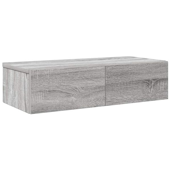 vidaXL Wandregal mit Schubladen Grau Sonoma 60x26,5x15cm Holzwerkstoff
