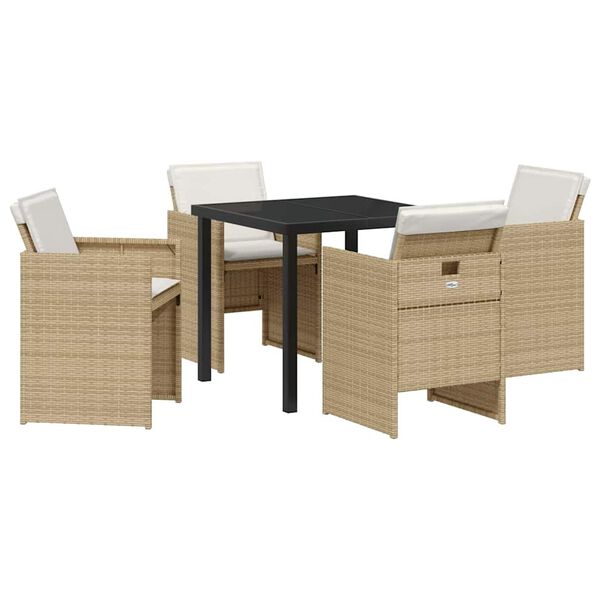 vidaXL Garten Essgruppe 5 pcs Beige Poly-Rattan