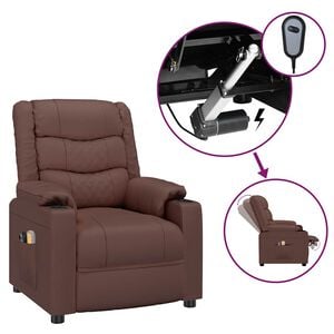 vidaXL Massagesessel Elektrisch Braun Kunstleder