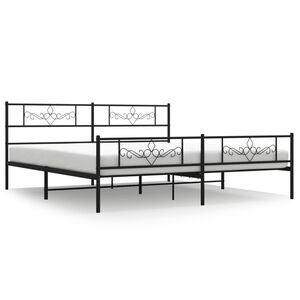 vidaXL Bettgestell mit Kopf- und Fu&szlig;teil Metall Schwarz 200x200 cm