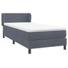 vidaXL Boxspringbett mit Matratze Dunkelgrau 90x210 cm Samt