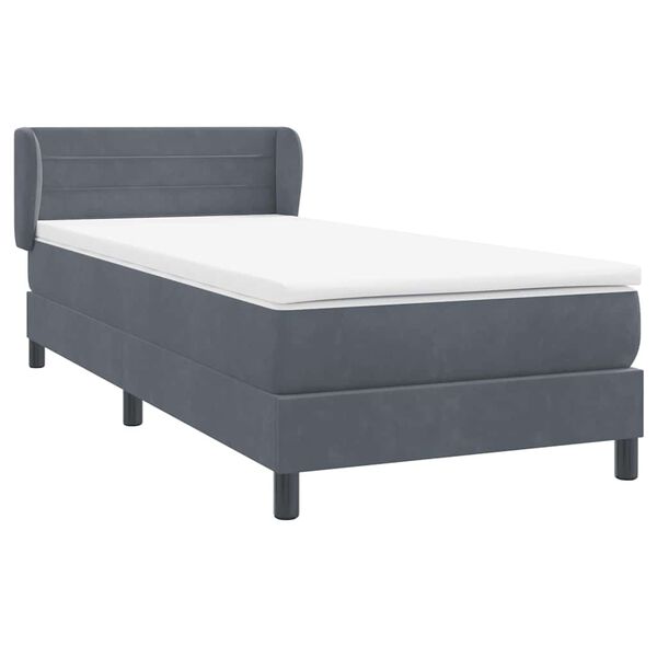 vidaXL Boxspringbett mit Matratze Dunkelgrau 90x210 cm Samt