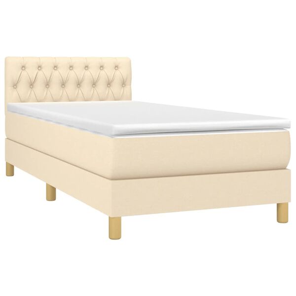 vidaXL Boxspringbett mit Matratze Creme 90x190 cm Stoff
