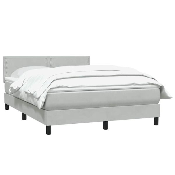 vidaXL Boxspringbett mit Matratze Hellgrau 140x210 cm Samt
