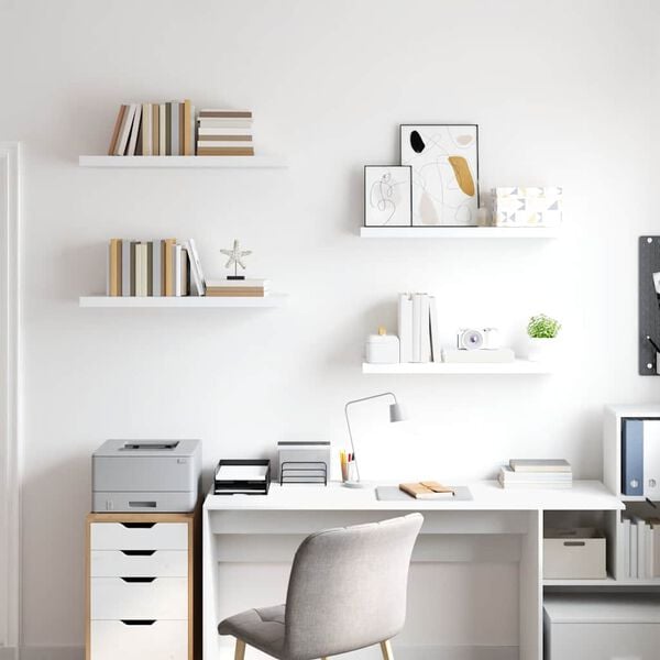 vidaXL Schweberegale 4 Stk. Wei&szlig; 80x23,5x3,8 cm MDF