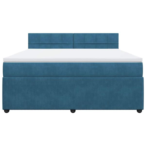vidaXL Boxspringbett mit Matratze Blau 180x200 cm Samt