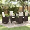 vidaXL Garten Essgruppe mit Kissen 5 pcs Braun Poly Rattan