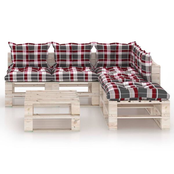 vidaXL 6-tlg. Garten-Lounge-Set aus Paletten mit Kissen Kiefernholz