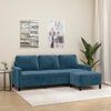 vidaXL 3-Sitzer-Sofa mit Hocker Blau 180 cm Samt