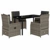 vidaXL 5-tlg. Garten-Essgruppe mit Kissen Grau Poly Rattan