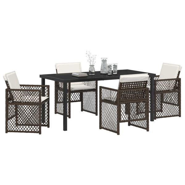 vidaXL Garten Essgruppe 5 pcs Braun Poly-Rattan