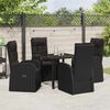 vidaXL Garten Essgruppe mit Kissen 5 pcs Schwarz Poly-Rattan