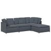 vidaXL Modulares Sofa mit Fu&szlig;hocker Kissen Samt Dunkelgrau