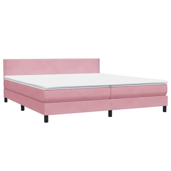 vidaXL Boxspringbett mit Matratze Rosa 180x220 cm Samt