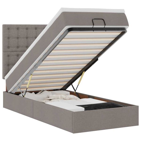 vidaXL Ottomane Bett mit Matratze & LEDs Taupe 90x200 cm Stoff