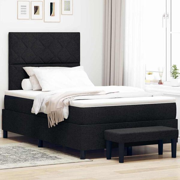 vidaXL Boxspringbett mit Matratze Schwarz 120 x 190 cm Stoff