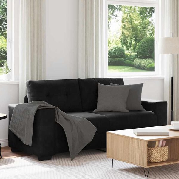vidaXL Zweisitzer-Sofa Schwarz 180x77x82 cm Samt