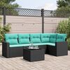 vidaXL 6-tlg. Garten-Sofagarnitur mit Kissen Schwarz Poly Rattan