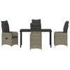 vidaXL Garten Essgruppe mit Kissen 5 pcs Grau Poly Rattan