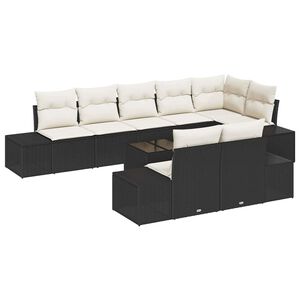 vidaXL Gartensofa-set mit Speicher Schwarz und Creme Poly Rattan