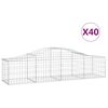 vidaXL Gabionen mit Hochbogen 40 Stk. 200x50x40/60 cm Verzinktes Eisen