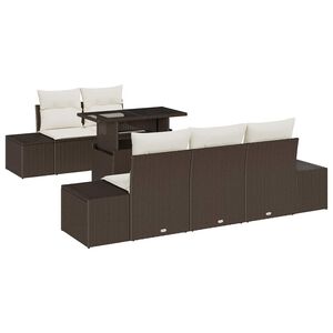 vidaXL Garten-Sofa-Set mit Kissen mit Speicher 6 pcs Braun und Creme