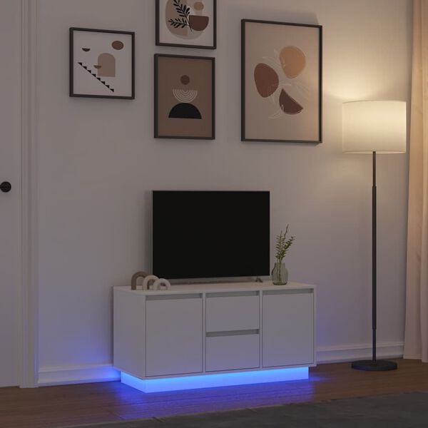 vidaXL TV-Schrank mit LED-Leuchten Wei&szlig; 100x41x50 cm