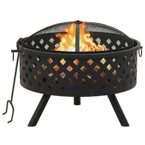vidaXL Feuerstelle mit Sch&uuml;rhaken 68 cm XXL Stahl
