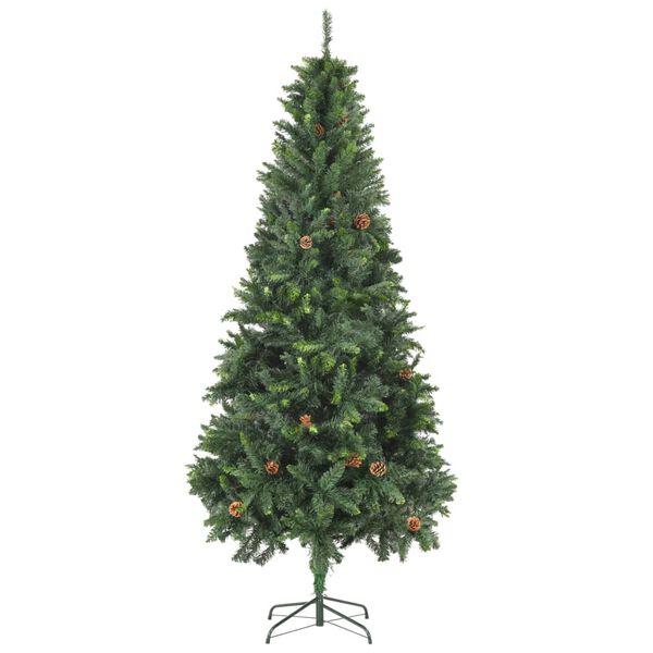 vidaXL Künstlicher Weihnachtsbaum mit Kiefernzapfen Grün 210 cm