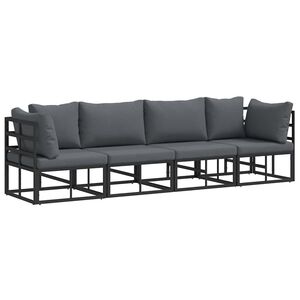 vidaXL Gartensofa-set 4 pcs Schwarz Metall