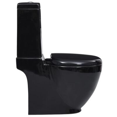 vidaXL Keramik-Toilette Abgang Horizontal Schwarz