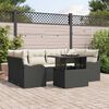 vidaXL Gartensofa-set mit Kissen mit Kissen 7 pcs Schwarz Poly Rattan