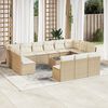vidaXL 14-tlg. Garten-Sofagarnitur mit Kissen Beige Poly Rattan