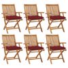 vidaXL Klappbare Gartenst&uuml;hle mit Kissen 6 Stk. Massivholz Teak
