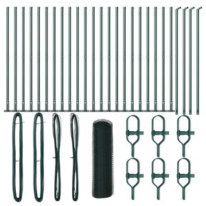 vidaXL Zaunpfosten Gr&uuml;n 50 x 1 m (13 mm Maschendraht) Stahl und PVC