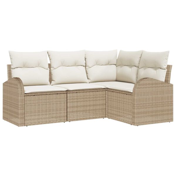 vidaXL Gartensofa-set mit Kissen 4 pcs Beige und Weiß Poly-Rattan