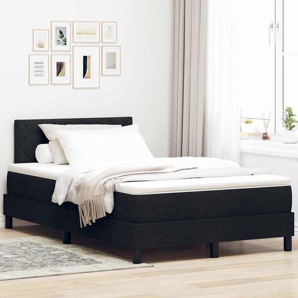 vidaXL Boxspringbett mit Matratze mit LED Schwarz 120 x 190 cm Stoff