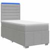 vidaXL LED Boxspringbett mit Matratze Hellgrau 80 x 200 cm Stoff